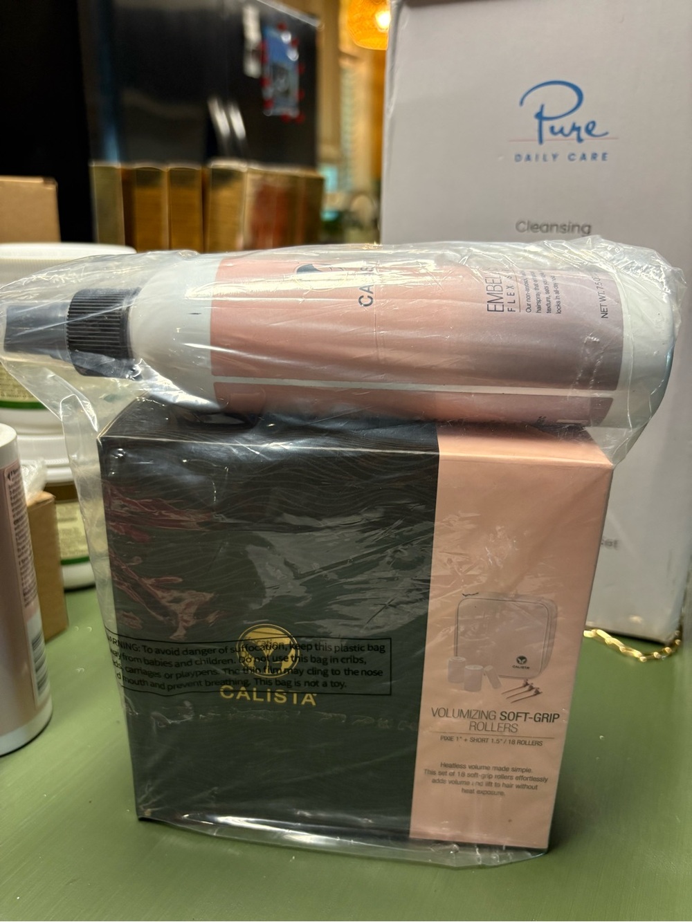 Volumizing Soft-Grip Rollers & setting Spray.